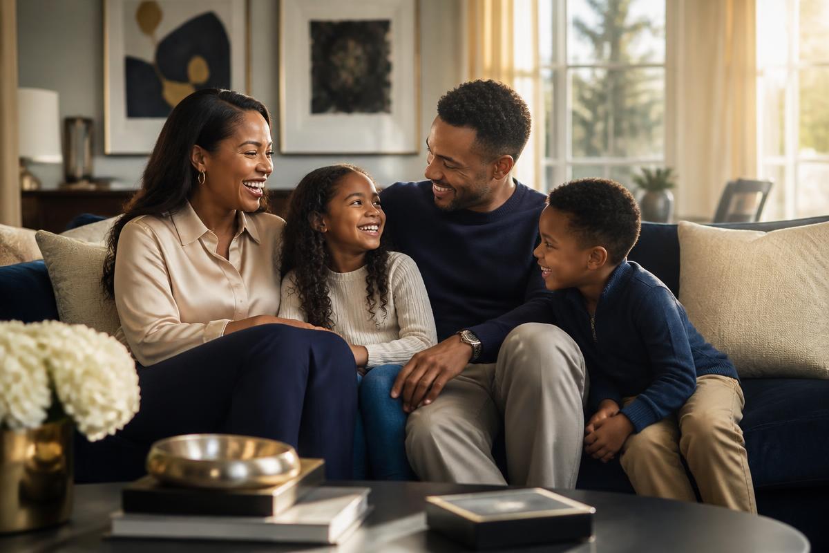 A multigenerational family together at home